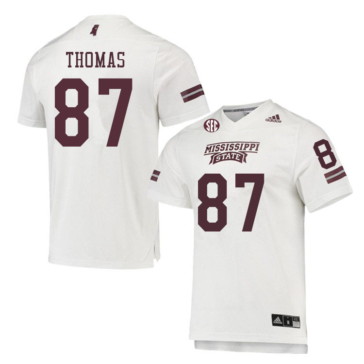Men #87 Zavion Thomas Mississippi State Bulldogs College Football Jerseys Sale-White